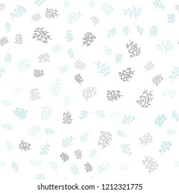 Light Green vector seamless doodle texture with leaves, branches. Leaves and branches with gradient on white background. Pattern for design of window blinds, curtains.