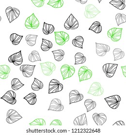 Light Green vector seamless doodle layout with leaves. Colorful illustration in doodle style with leaves. Pattern for design of window blinds, curtains.