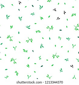Light Green vector seamless doodle backdrop with leaves. Shining colored illustration with leaves in doodle style. Pattern for design of window blinds, curtains.