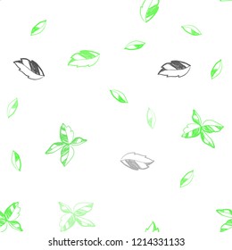 Light Green vector seamless doodle pattern with leaves. Colorful illustration in doodle style with leaves. Design for textile, fabric, wallpapers.