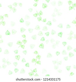 Light Green vector seamless doodle background with leaves. Glitter abstract illustration with doodles and leaves. Pattern for trendy fabric, wallpapers.