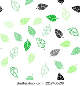 Light Green vector seamless doodle texture with leaves. leaves on blurred abstract background with gradient. Pattern for design of window blinds, curtains.