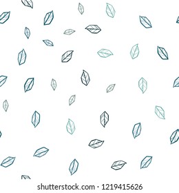 Light Green vector seamless doodle template with leaves. Decorative illustration with doodles on abstract template. Texture for window blinds, curtains.