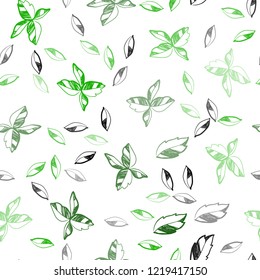 Light Green vector seamless doodle background with leaves. Brand new colored illustration in blurry style with leaves. Pattern for trendy fabric, wallpapers.