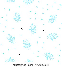 Light Green vector seamless doodle texture with leaves, branches. Sketchy doodles on white background. Design for textile, fabric, wallpapers.