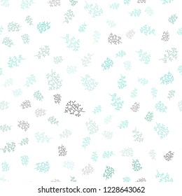 Light Green vector seamless doodle background with leaves, branches. Leaves and branches with gradient on white background. Pattern for design of window blinds, curtains.