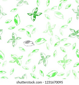 Light Green vector seamless doodle template with leaves. Colorful illustration in doodle style with leaves. Pattern for trendy fabric, wallpapers.