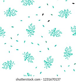 Light Green vector seamless doodle texture with leaves, branches. Colorful abstract illustration with leaves in doodle style. Design for wallpaper, fabric makers.