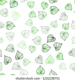Light Green vector seamless doodle backdrop with leaves. Colorful illustration in doodle style with leaves. Template for business cards, websites.