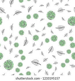 Light Green vector seamless doodle layout with leaves, flowers. Colorful illustration in doodle style with leaves, flowers. Pattern for trendy fabric, wallpapers.