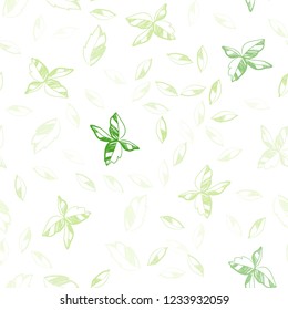 Light Green vector seamless doodle layout with leaves. leaves on elegant natural pattern with gradient. Pattern for design of window blinds, curtains.