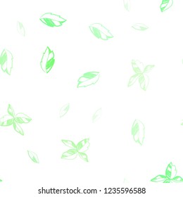 Light Green vector seamless doodle backdrop with leaves. Blurred decorative design in Indian style with leaves. Trendy design for wallpaper, fabric makers.