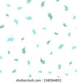 Light Green vector seamless doodle background with leaves. Colorful illustration in doodle style with leaves. Pattern for design of window blinds, curtains.
