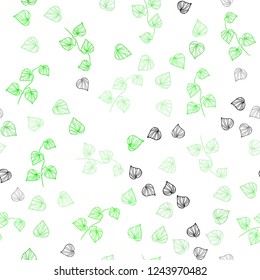 Light Green vector seamless doodle texture with leaves. An elegant bright illustration with leaves in Natural style. Pattern for trendy fabric, wallpapers.