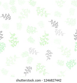 Light Green vector seamless doodle texture with branches. Colorful abstract illustration with leaves in doodle style. Pattern for trendy fabric, wallpapers.