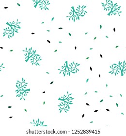 Light Green vector seamless doodle pattern with leaves, branches. Brand new colored illustration with leaves and branches. Design for wallpaper, fabric makers.