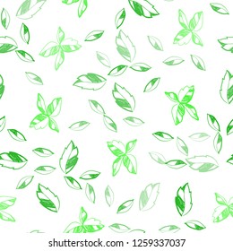 Light Green vector seamless doodle texture with leaves. Colorful illustration in doodle style with leaves. Pattern for design of window blinds, curtains.