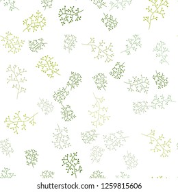 Light Green vector seamless doodle background with branches. Modern abstract illustration with leaves and branches. Pattern for trendy fabric, wallpapers.