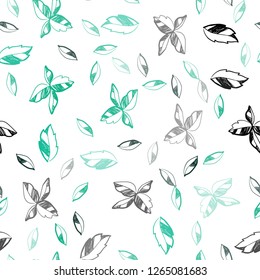 Light Green vector seamless doodle template with leaves. Colorful abstract illustration with leaves in doodle style. Template for business cards, websites.