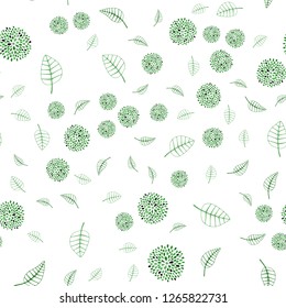 Light Green vector seamless doodle pattern with leaves and flowers. Creative illustration in blurred style with leaves, flowers. A new texture for your wallpaper design.