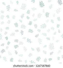 Light Green vector seamless doodle template with leaves, branches. Leaves and branches with gradient on white background. Pattern for design of window blinds, curtains.
