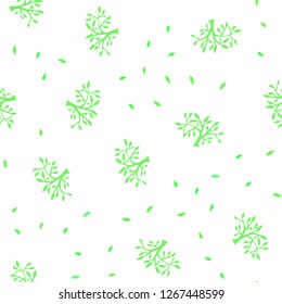 Light Green vector seamless doodle texture with leaves, branches. Brand new colored illustration with leaves and branches. Design for textile, fabric, wallpapers.