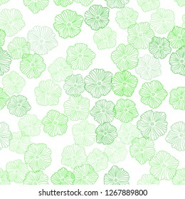 Light Green vector seamless doodle texture with flowers. Shining colored illustration with flowers. Pattern for trendy fabric, wallpapers.