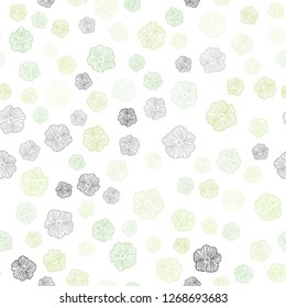 Light Green vector seamless doodle pattern with flowers. Colorful illustration with flowers in doodle style. Pattern for trendy fabric, wallpapers.
