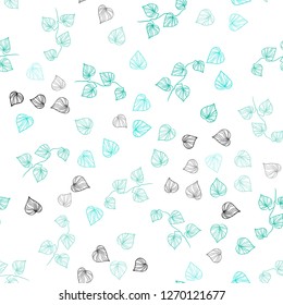Light Green vector seamless doodle template with leaves. Shining colored illustration with leaves in doodle style. Trendy design for wallpaper, fabric makers.