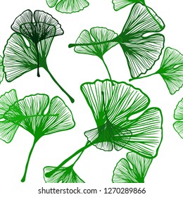 Light Green vector seamless doodle template with leaves. Decorative illustration with doodles on abstract template. Texture for window blinds, curtains.