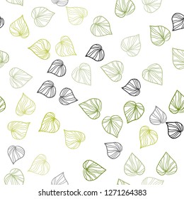 Light Green vector seamless doodle pattern with leaves. An elegant bright illustration with leaves in Natural style. Pattern for trendy fabric, wallpapers.