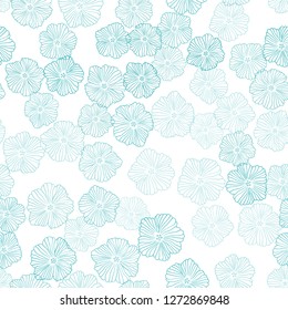 Light Green vector seamless doodle texture with flowers. Shining colored illustration with flowers. Design for textile, fabric, wallpapers.