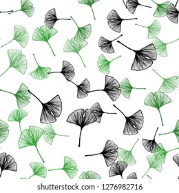 Light Green vector seamless doodle pattern with leaves. Creative illustration in blurred style with leaves. Texture for window blinds, curtains.