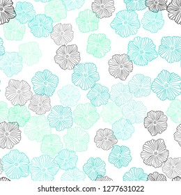 Light Green vector seamless doodle template with flowers. Modern abstract illustration with flowers. Pattern for trendy fabric, wallpapers.