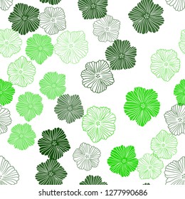 Light Green vector seamless doodle texture with flowers. Abstract illustration with flowers in doodles style. Design for wallpaper, fabric makers.