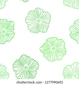 Light Green vector seamless doodle pattern with flowers. Modern abstract illustration with flowers. Texture for window blinds, curtains.