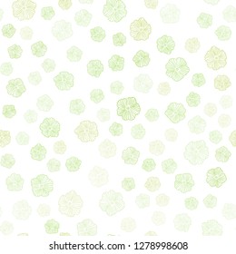 Light Green vector seamless doodle pattern with flowers. An elegant bright illustration with flowers. Pattern for trendy fabric, wallpapers.