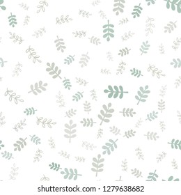 Light Green vector seamless doodle backdrop with leaves, branches. Doodle illustration of leaves and branches in Origami style. Pattern for design of fabric, wallpapers.