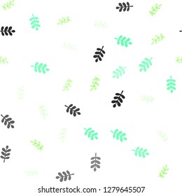Light Green vector seamless doodle pattern with leaves. Glitter abstract illustration with doodles and leaves. Design for textile, fabric, wallpapers.