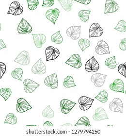Light Green vector seamless doodle backdrop with leaves. Creative illustration in blurred style with leaves. Pattern for trendy fabric, wallpapers.