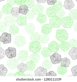 Light Green vector seamless doodle background with flowers. Flowers with gradient on white background. Design for wallpaper, fabric makers.