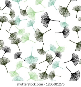 Light Green vector seamless doodle pattern with leaves. Creative illustration in blurred style with leaves. Texture for window blinds, curtains.