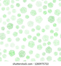 Light Green vector seamless doodle backdrop with flowers. Colorful illustration in doodle style with flowers. Pattern for design of fabric, wallpapers.