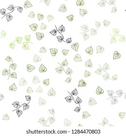 Light Green vector seamless doodle pattern with leaves. An elegant bright illustration with leaves in Natural style. Template for business cards, websites.