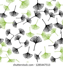 Light Green vector seamless doodle layout with leaves. leaves on elegant natural pattern with gradient. Pattern for design of fabric, wallpapers.