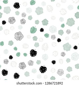 Light Green vector seamless doodle background with leaves, flowers. Brand new colored illustration with leaves and flowers. Pattern for trendy fabric, wallpapers.
