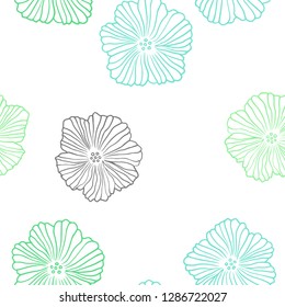 Light Green vector seamless doodle background with flowers. Abstract illustration with flowers in doodles style. Design for textile, fabric, wallpapers.