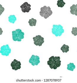 Light Green vector seamless doodle pattern with flowers. Creative illustration in blurred style with flowers. Design for wallpaper, fabric makers.