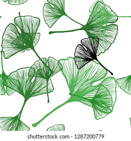 Light Green vector seamless doodle background with leaves. Brand new colored illustration in blurry style with leaves. Texture for window blinds, curtains.
