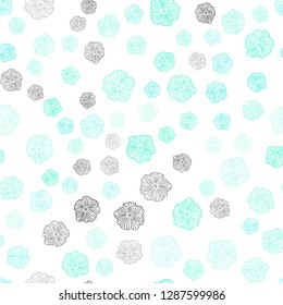 Light Green vector seamless doodle layout with flowers. Colorful illustration in doodle style with flowers. Template for business cards, websites.